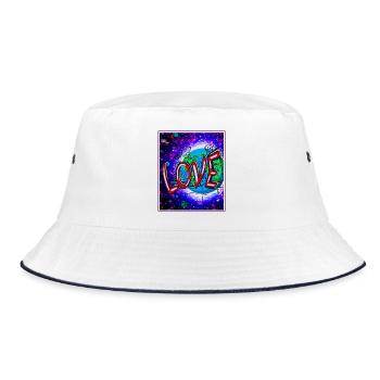 Love im Neon-Kosmos - Bucket Hat - Weiß/Navy - Vorne