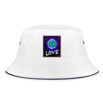 Liebe Kosmos Farbexplosion - Bucket Hat - Weiß/Navy - Vorne