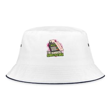 Zahlen reden zurück: Taschenrechner-Print - Bucket Hat - Weiß/Navy - Vorne