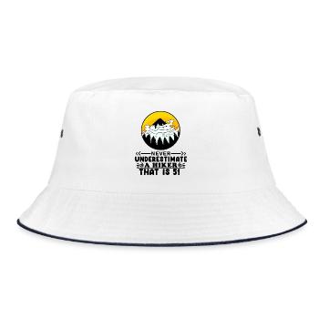 51 Jahre - Berg Wandern Bergsteigen - Bucket Hat - Weiß/Navy - Vorne