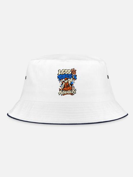 Weniger Perfektion, mehr Authentizität Graffiti - Bucket Hat - Weiß/Navy