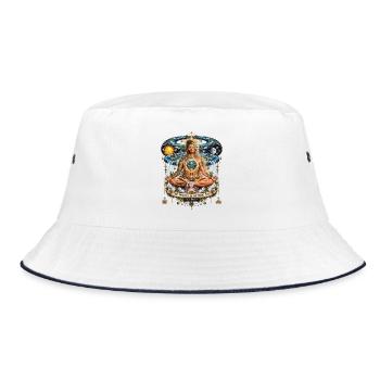 2637 3YE DEPT – DIE WELT IST IN DIR - Bucket Hat - Weiß/Navy - Vorne