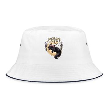 My Plans Need A Nap – Katzen Schlafspruch - Bucket Hat - Weiß/Navy - Vorne