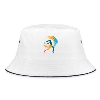 Badmintonspielerin - Bucket Hat - Weiß/Navy - Vorne
