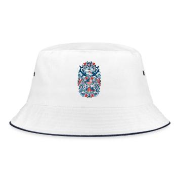 USA | Neuengland, Leuchtturm & Meer - Bucket Hat - Weiß/Navy - Vorne