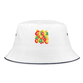 Chicks All Over Me – Farbexplosion - Bucket Hat - Weiß/Navy - Vorne