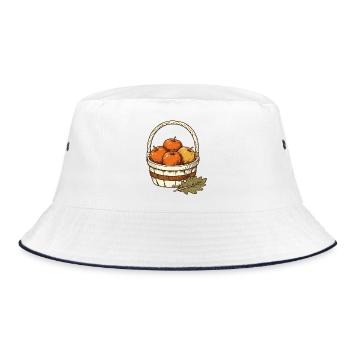 Apfelernte im Korb - Bucket Hat - Weiß/Navy - Vorne