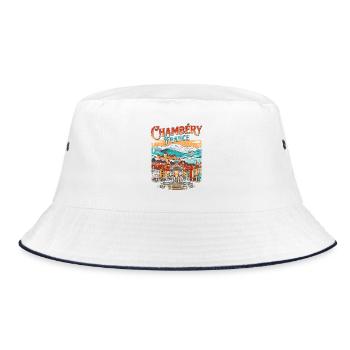 Chambéry France Vintage City Skyline Travel - Bucket Hat - Weiß/Navy - Vorne