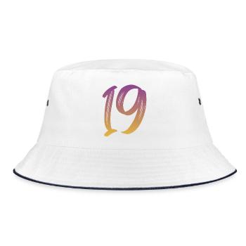 19 - Bucket Hat - Weiß/Navy - Vorne