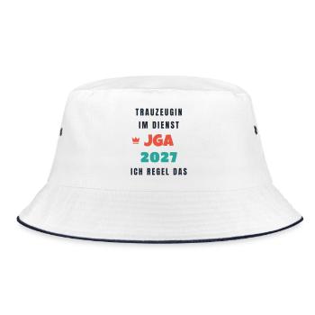 Trauzeugin im Dienst JGA 2027 ich regel das - Bucket Hat - Weiß/Navy - Vorne