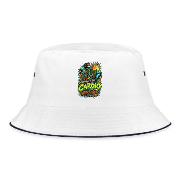 Uphill Cardio mit Aussicht - Bucket Hat - Weiß/Navy - Vorne