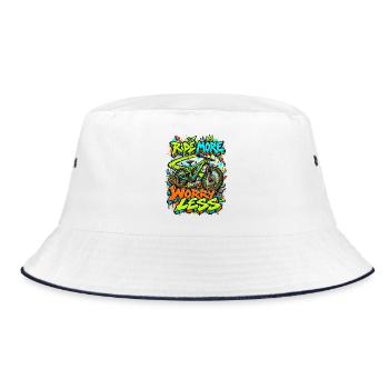 Mehr Fahren, Weniger Sorgen - Bucket Hat - Weiß/Navy - Vorne