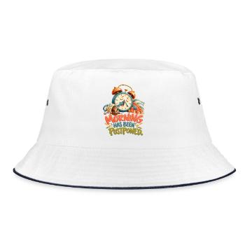 Der Morgen wurde verschoben – lustiger Wecker - Bucket Hat - Weiß/Navy - Vorne