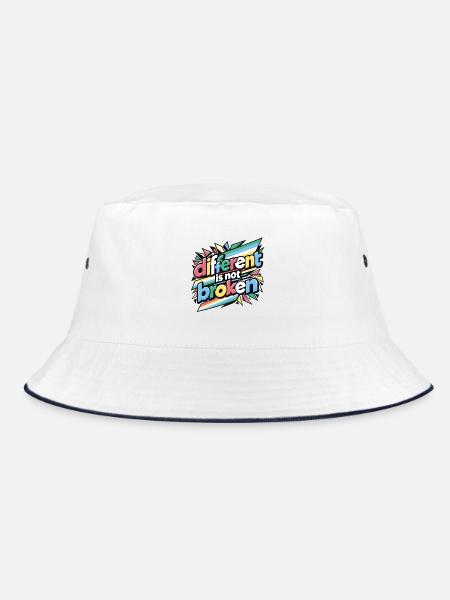 Anders ist nicht kaputt | Zitat von Disability Pride - Bucket Hat - Weiß/Navy