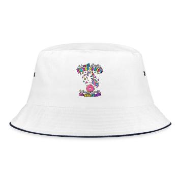 Ich weiß dass ich ein Rad ab habe | Einhorn - Bucket Hat - Weiß/Navy - Vorne