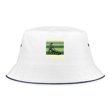 Schau dir diese Streifen an – Rasenmäh-Landschaftsgärtner - Bucket Hat - Weiß/Navy - Vorne