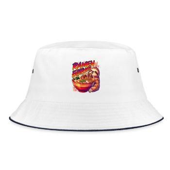 Ramen Entspannung Faultier Nudeln Japan - Bucket Hat - Weiß/Navy - Vorne