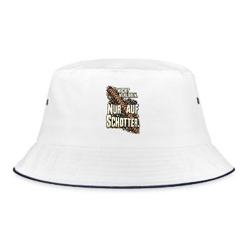 Gravelbike Fahrer Schotterpiste Abenteuer Offroad - Bucket Hat - Weiß/Navy - Vorne