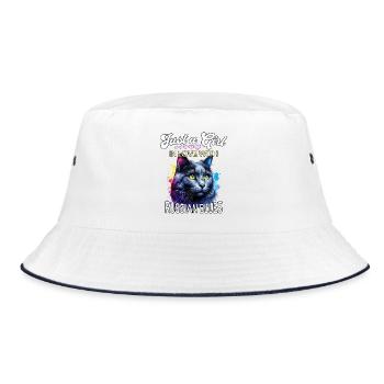 Russisch Blaukatze Mädchen - Bucket Hat - Weiß/Navy - Vorne