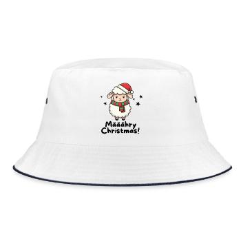 Määähry Christmas – Süßes Weihnachtsschaf - Bucket Hat - Weiß/Navy - Vorne