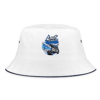 Motorrad Laut ist auch eine Sprache Schallwellen - Bucket Hat - Weiß/Navy - Vorne