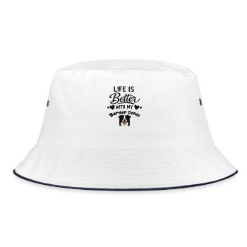 Das Leben Ist Besser Mit Meinem Border Collie-hund - Bucket Hat - Weiß/Navy - Vorne