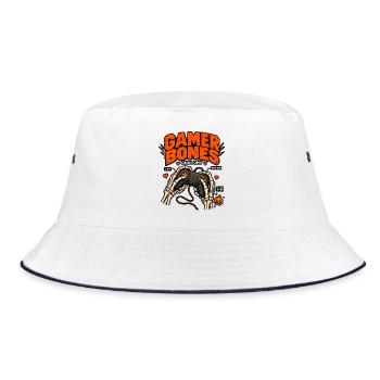 Gamer Knochen Anatomie - Bucket Hat - Weiß/Navy - Vorne