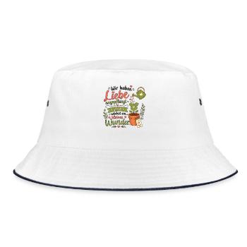Babyankündigung Schwangerschaft Kleines Wunder - Bucket Hat - Weiß/Navy - Vorne