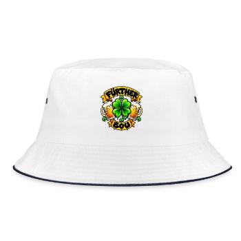 Fürther Bou mit Kleeblatt und Bier - Bucket Hat - Weiß/Navy - Vorne
