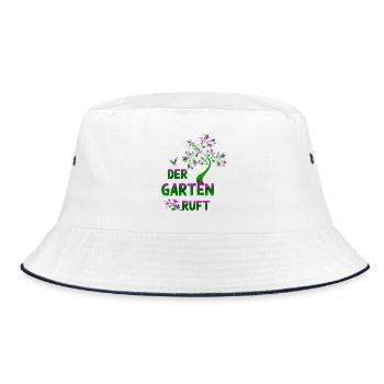 Der Garten ruet – Neongrün & Pink Botanik - Bucket Hat - Weiß/Navy - Vorne