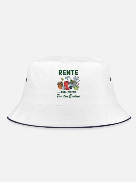 Rente endlich Zeit für den Garten lustige Sprüche - Bucket Hat - Weiß/Navy