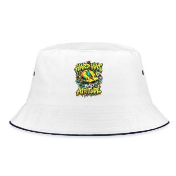 Graffiti Hard Hat Bad Attitude - Bucket Hat - Weiß/Navy - Vorne