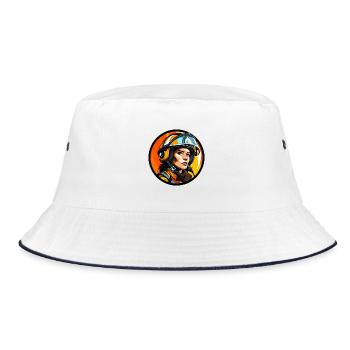 Feuerwehrfrau - Bucket Hat - Weiß/Navy - Vorne