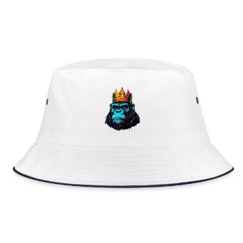 König Gorilla - Bucket Hat - Weiß/Navy - Vorne