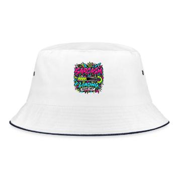 Sarcasm Loading Neon Graffiti - Bucket Hat - Weiß/Navy - Vorne