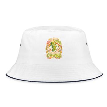 Bunte Gurke mit Regenbogen-Spaß - Bucket Hat - Weiß/Navy - Vorne