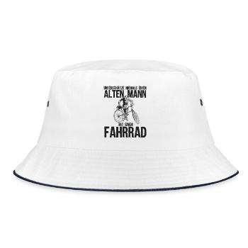 Unterschätze Alten Mann Mit Einem Fahrrad - Bucket Hat - Weiß/Navy - Vorne