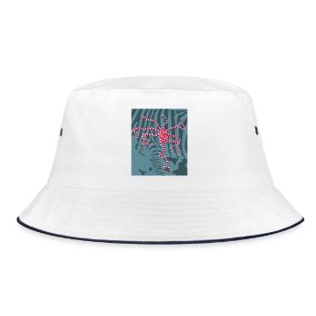 Rot Weißer Oktopus - Bucket Hat - Weiß/Navy - Vorne