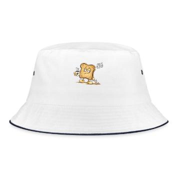 Nö Toast Morgenmuffel Kaffee Früher Vogel Humor - Bucket Hat - Weiß/Navy - Vorne