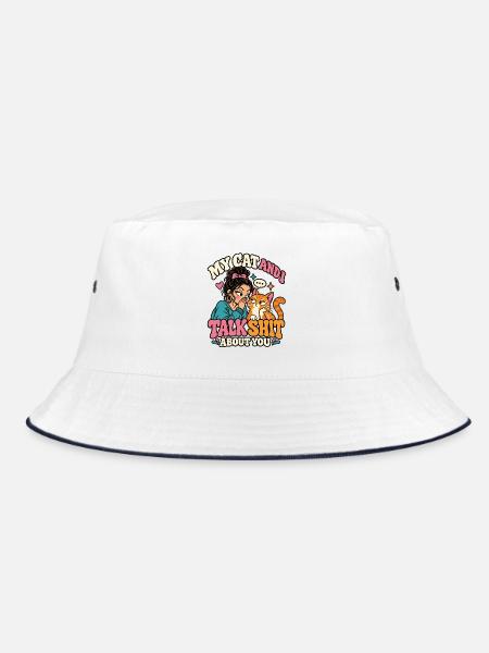 Katze Spruch Katzenliebhaber Idee - Bucket Hat - Weiß/Navy