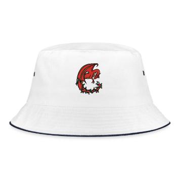 Crimson Dragon im Vine Circle - Bucket Hat - Weiß/Navy - Vorne