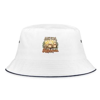 Ruhestand Geschenk Kollege Abschied Kaffeepause - Bucket Hat - Weiß/Navy - Vorne