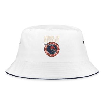 Born to Refuel Vintage Retro Biker Fuel Style - Bucket Hat - Weiß/Navy - Vorne