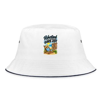 Ruhestand: Echte Zeit am Strand - Bucket Hat - Weiß/Navy - Vorne