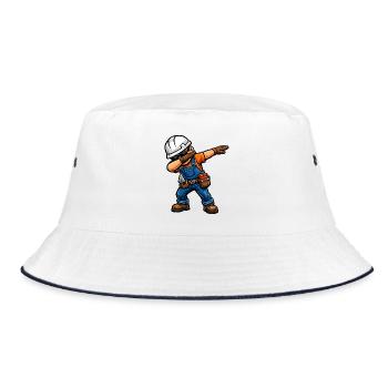 Dabbing Maurer – Lustiges Handwerker Motiv - Bucket Hat - Weiß/Navy - Vorne