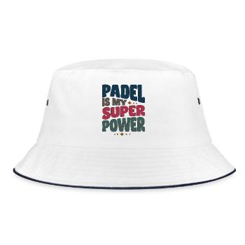 Padel Spielerin Spieler Padel is my Superpower - Bucket Hat - Weiß/Navy - Vorne