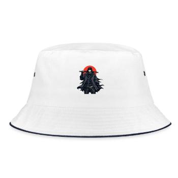Schattendämon mit rotem Kreis - Bucket Hat - Weiß/Navy - Vorne