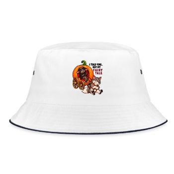 Schwarze Schaf-, Wolf- und Kürbiswagen. - Bucket Hat - Weiß/Navy - Vorne
