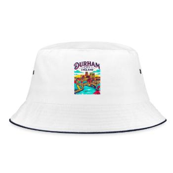 Durham England Historic City Skyline Art - Bucket Hat - Weiß/Navy - Vorne