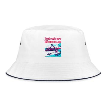 View Retro Londonderry Northern Ireland City - Bucket Hat - Weiß/Navy - Vorne